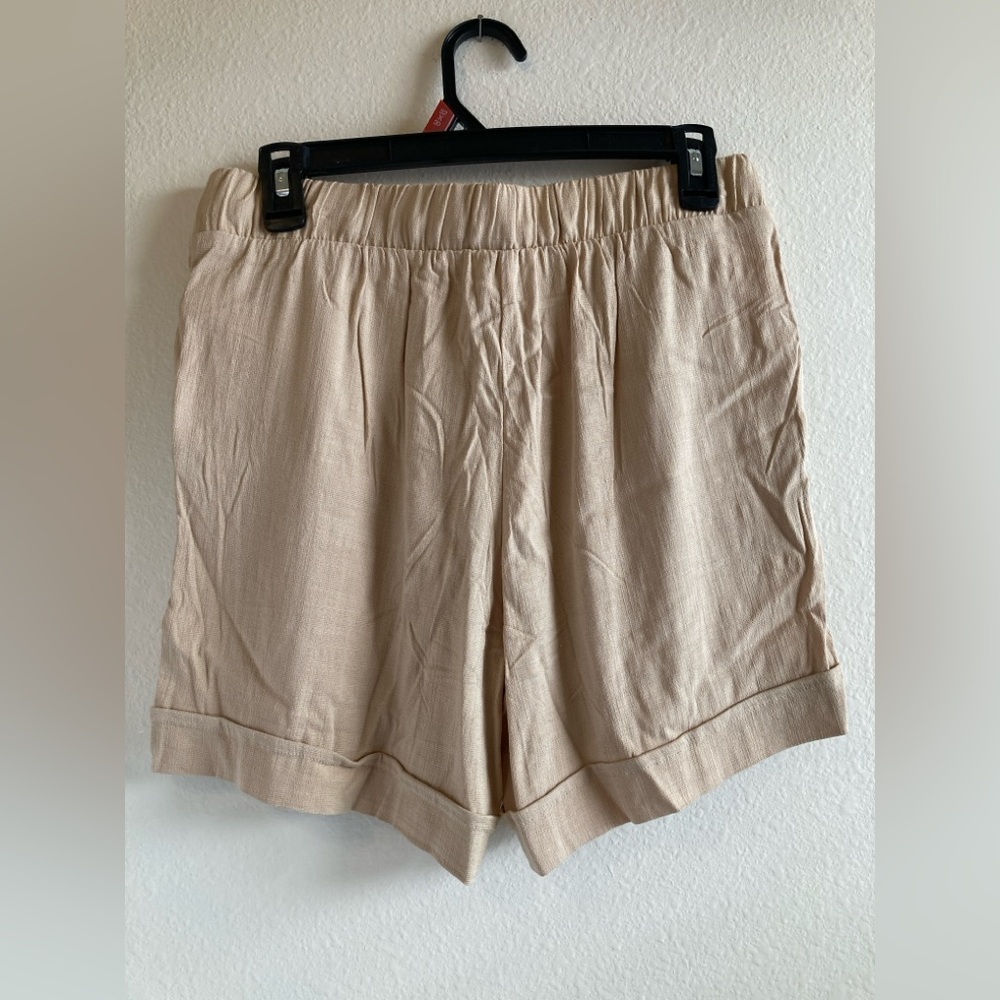 NWT LuLaRoe Jessica Tan Shorts in Beige Linen Fabric Size S - Picture 7 of 9